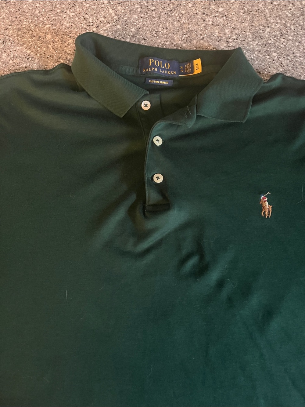 Ralph Lauren Dark Green Polo with Pink Pony Embroidery